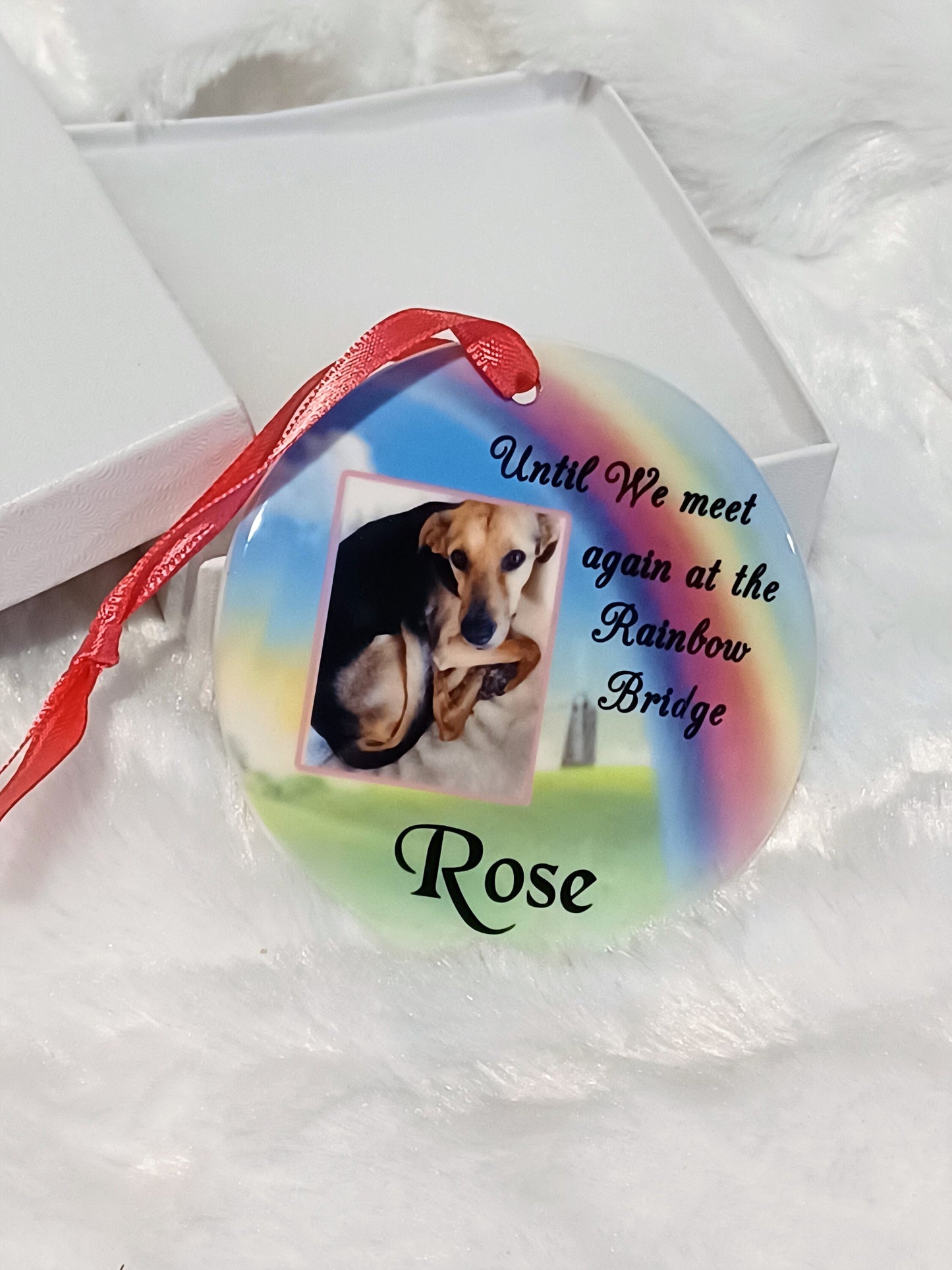 Pet Memorial Ornament, Rainbow Bridge, Christmas, Pet Lover Gift