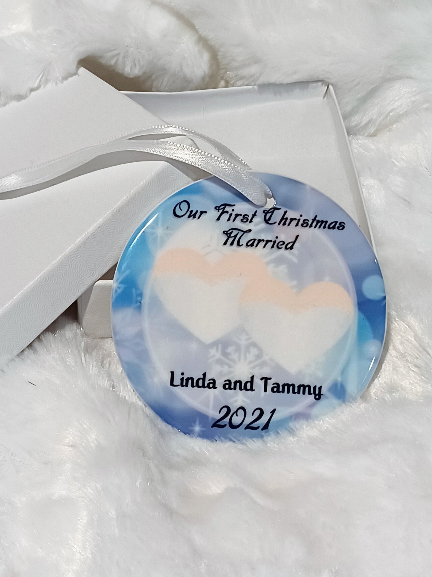 Personalized Gay Wedding Ornament, First Christmas Married Gift