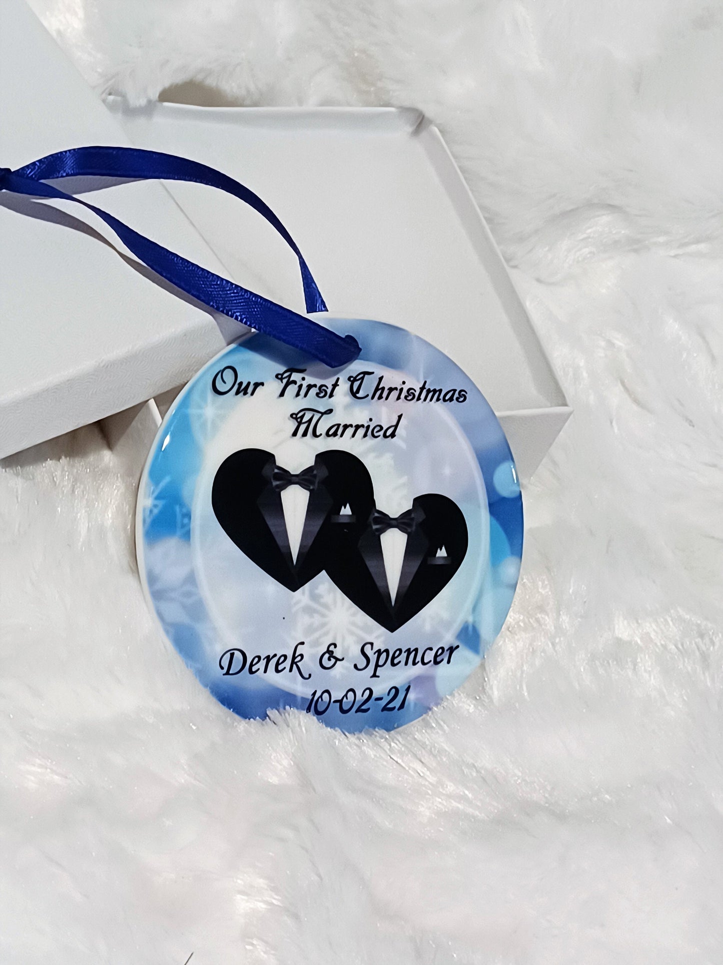 Gay Wedding Gift, First Year Married Christmas Ornament, Wedding, Husband Gift