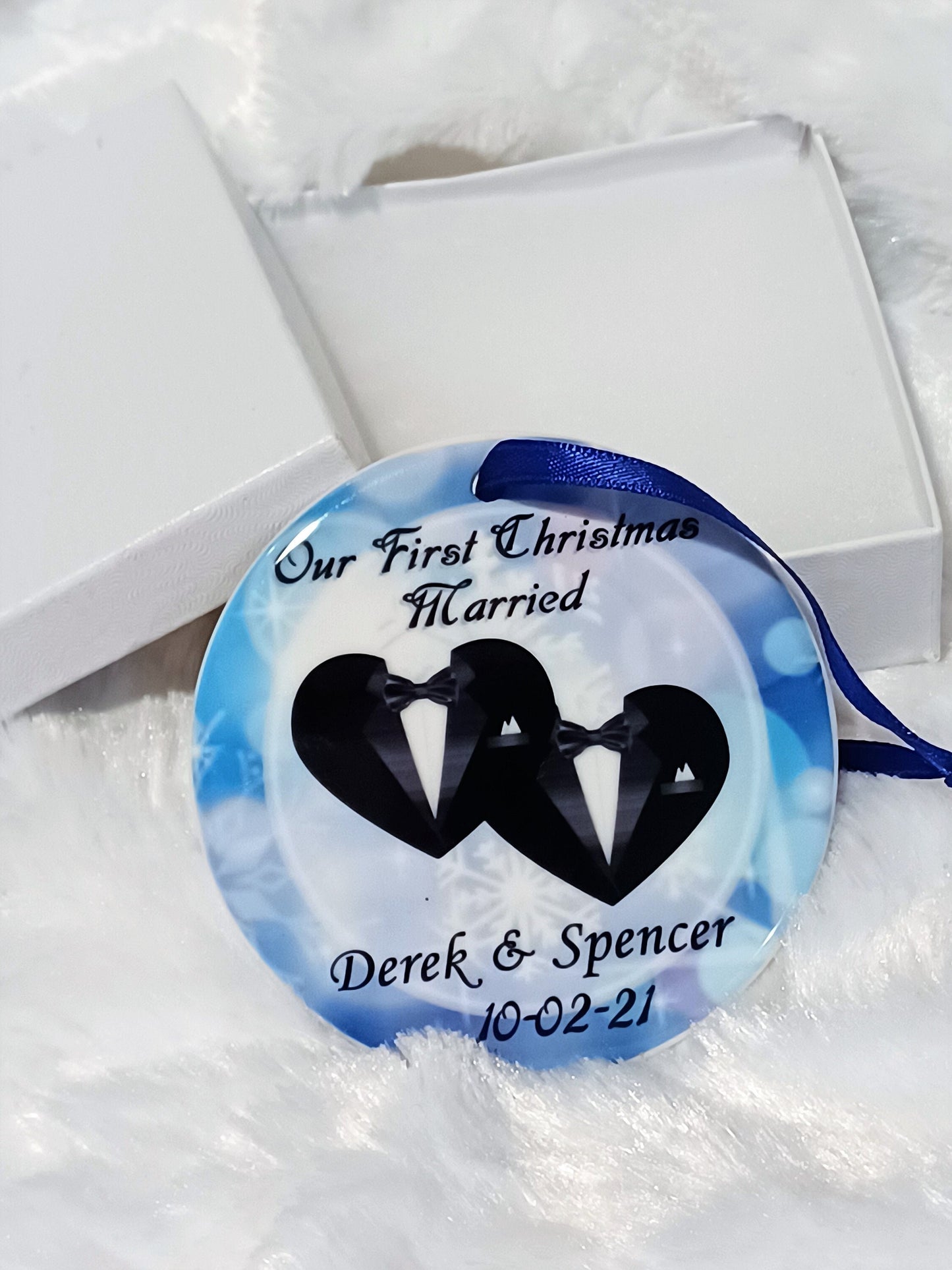 Personalized Gay Wedding Ornament, First Christmas Married Gift