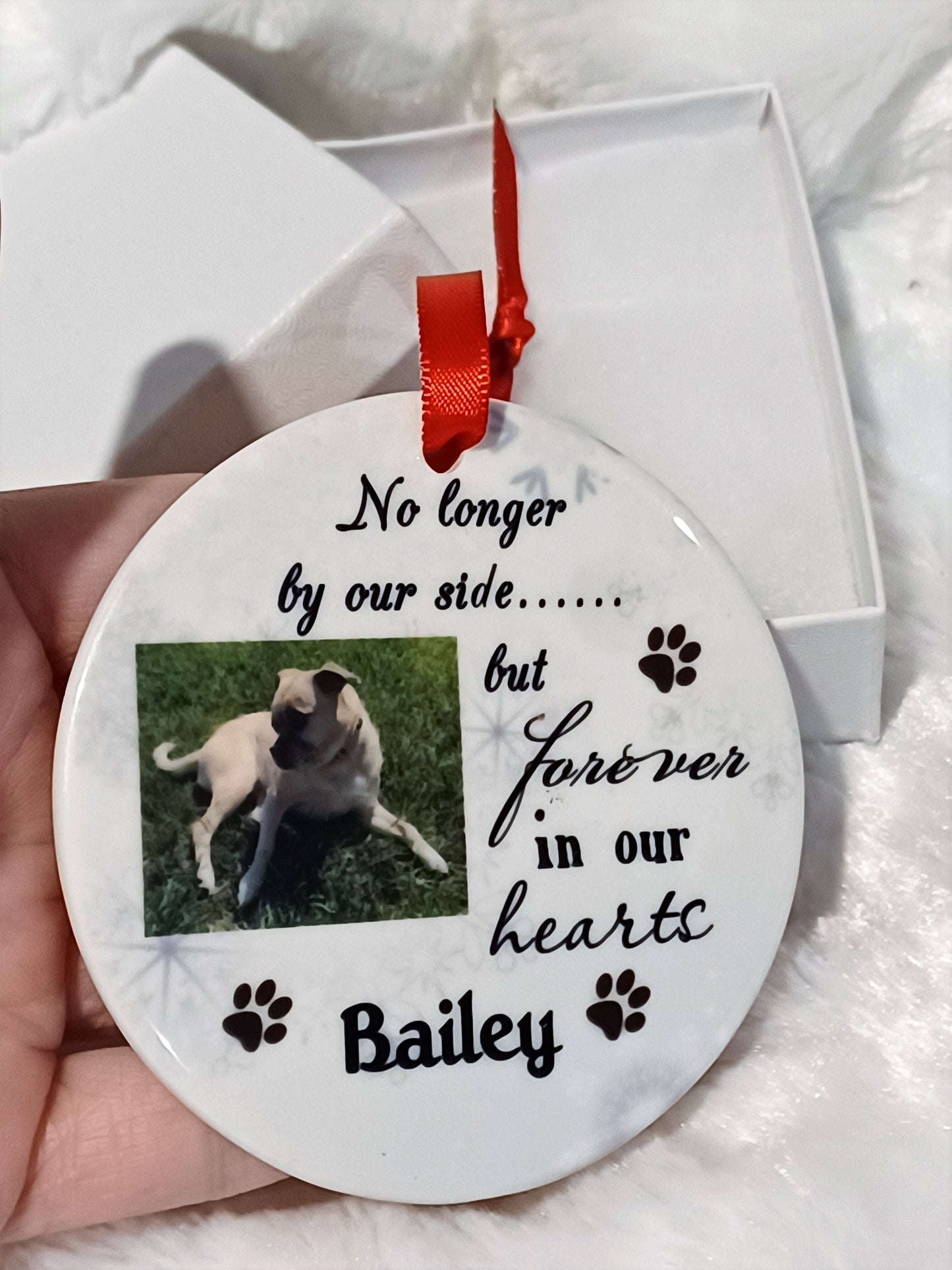 Personalized Dog Memorial Ornament: Pet Loss Gift, Custom Photo