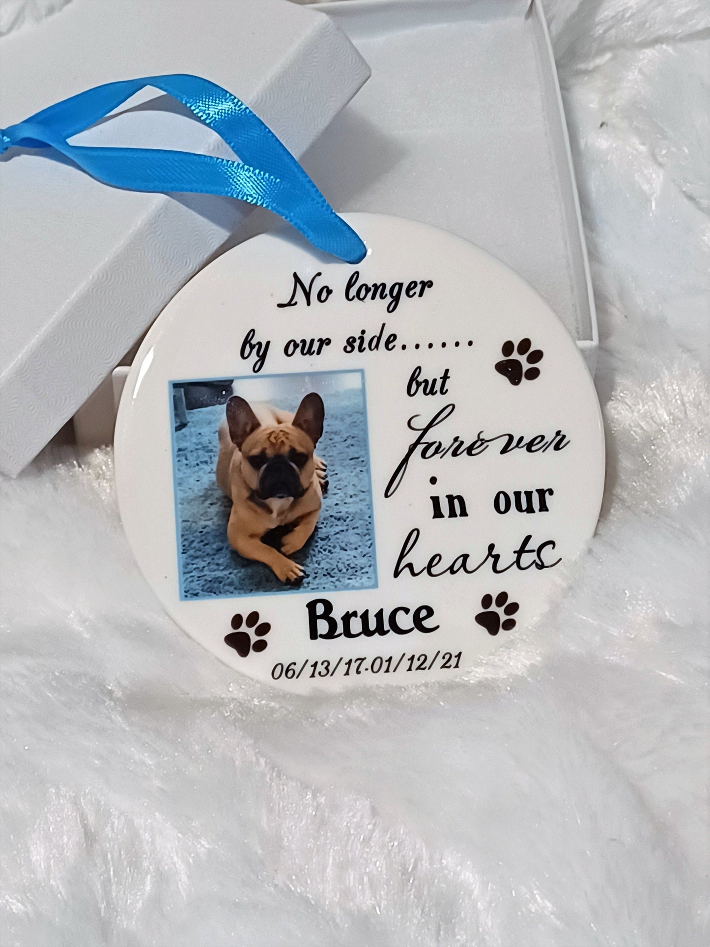 Personalized Dog Memorial Ornament: Pet Loss Gift, Custom Photo
