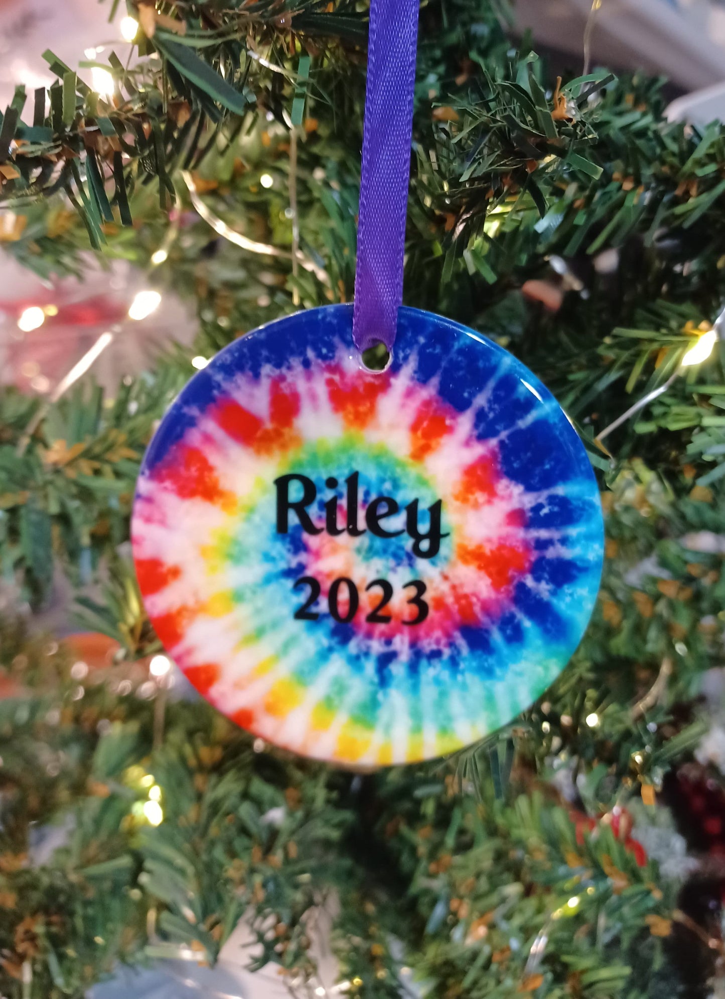 Tie Dye, Personalized Ornament, Christmas, Gift for Daughter