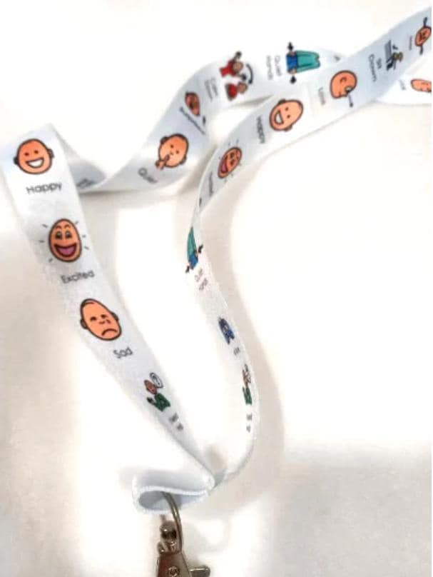 Special Education Visual Icon Lanyard – SPED Teacher Badge Holder with Communication Cues for Classroom
