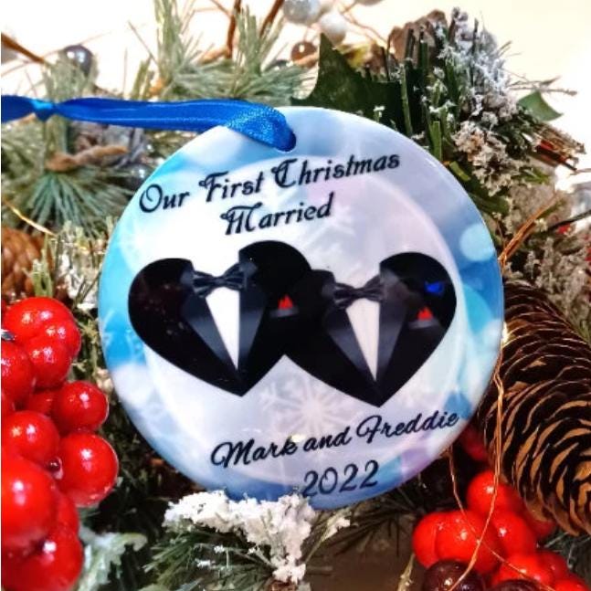 Gay Wedding Christmas Ornament; Couple Gift