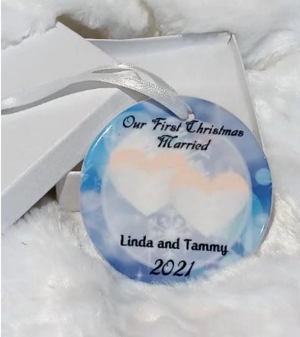 Gay Wedding Christmas Ornament; Couple Gift