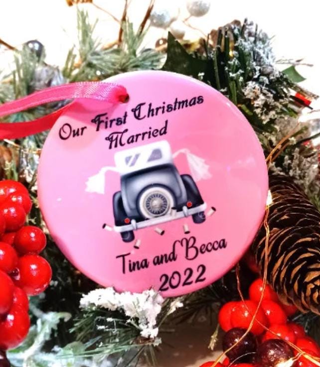 Gay Wedding Christmas Ornament; Couple Gift