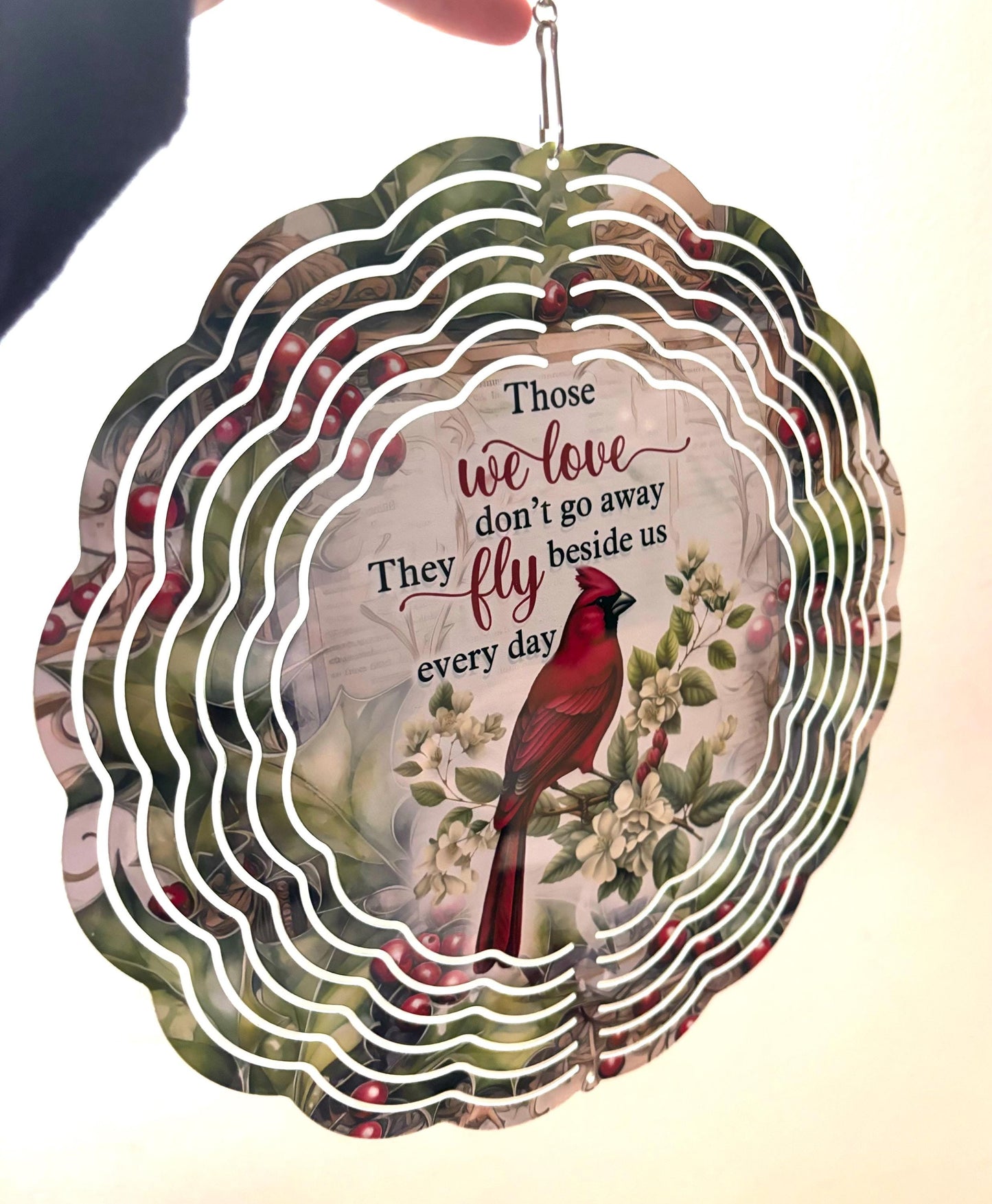 Memorial Cardinal Wind Spinner | "Those We Love" Quote, Indoor/Outdoor Decor