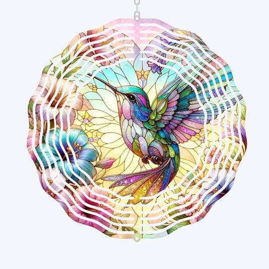 Hummingbird Gifts, Hummingbird Stained Glass Look Wind Spinner, Birthday, Mother-in-Law Gift