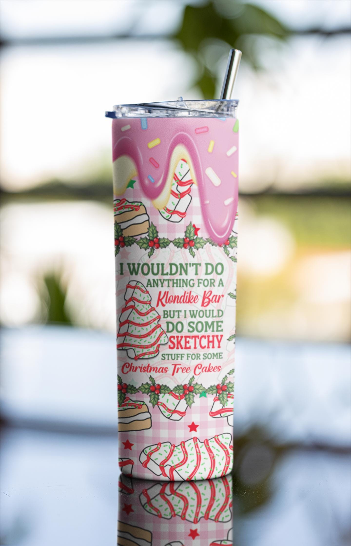 Christmas Skinny 20 oz Tumbler, Christmas Tree, Tumbler with Straw, Friend Gift