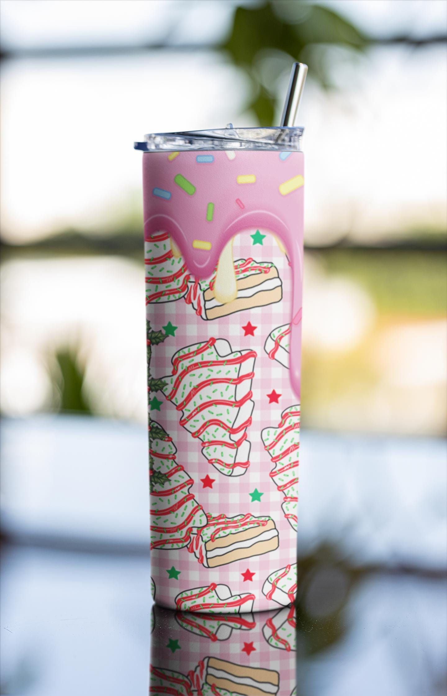 Christmas Skinny 20 oz Tumbler, Christmas Tree, Tumbler with Straw, Friend Gift