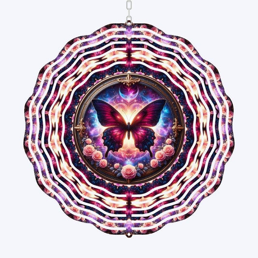Burgundy Butterfly Wind Spinner, Yard Art, 50th Birthday Gift for Mom