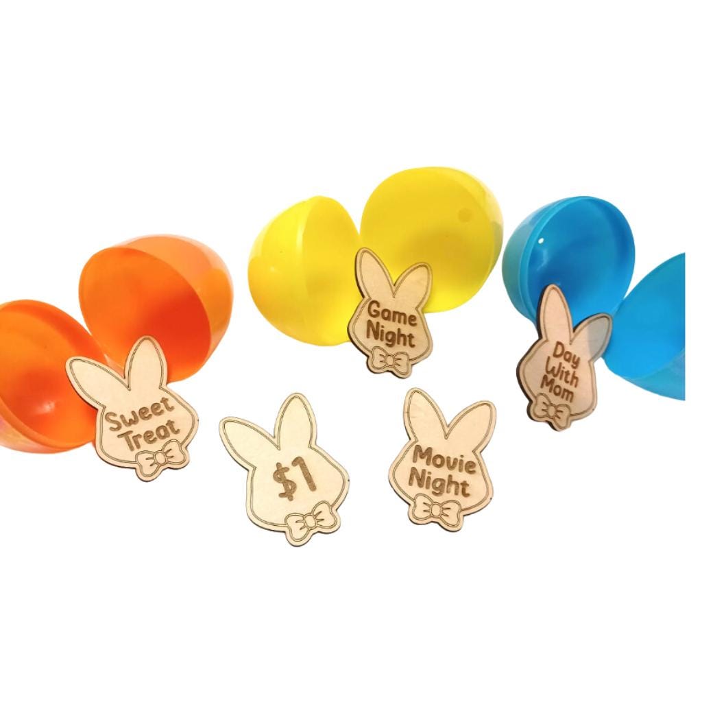 Wooden Easter Tokens, Easter Basket Fillers for Kids, Easter Reward Tokens, Bunny Tokens, Family Easter Game Night Ideas