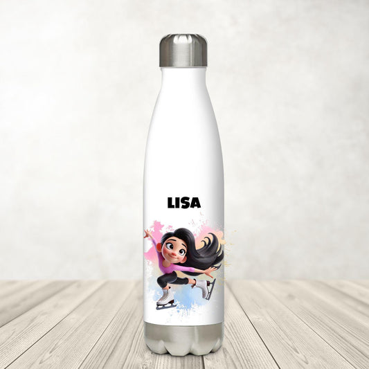 Figure Skater Water Bottle, Asian Girl Design, Ice Skating Gift