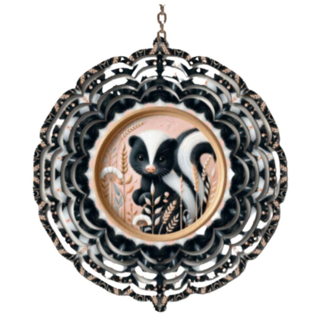 Skunk Wind Spinner, 3D Metal Hanging Decor