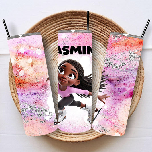 Ice Skater Gift, Figure Skater Gift, Personalized Tumbler, Tumbler with Straw, Birthday, Granddaughter Gift