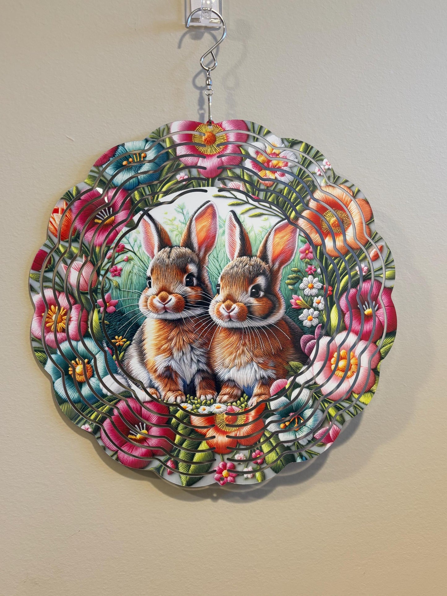 Easter Decoration, Spring Wind Spinner, Bunny Decor, Mom Gift