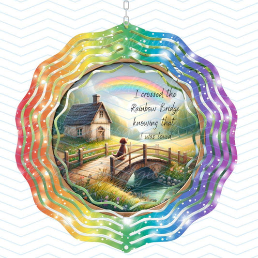 Rainbow Bridge Pet Memorial Wind Spinner, Dog Loss Gift