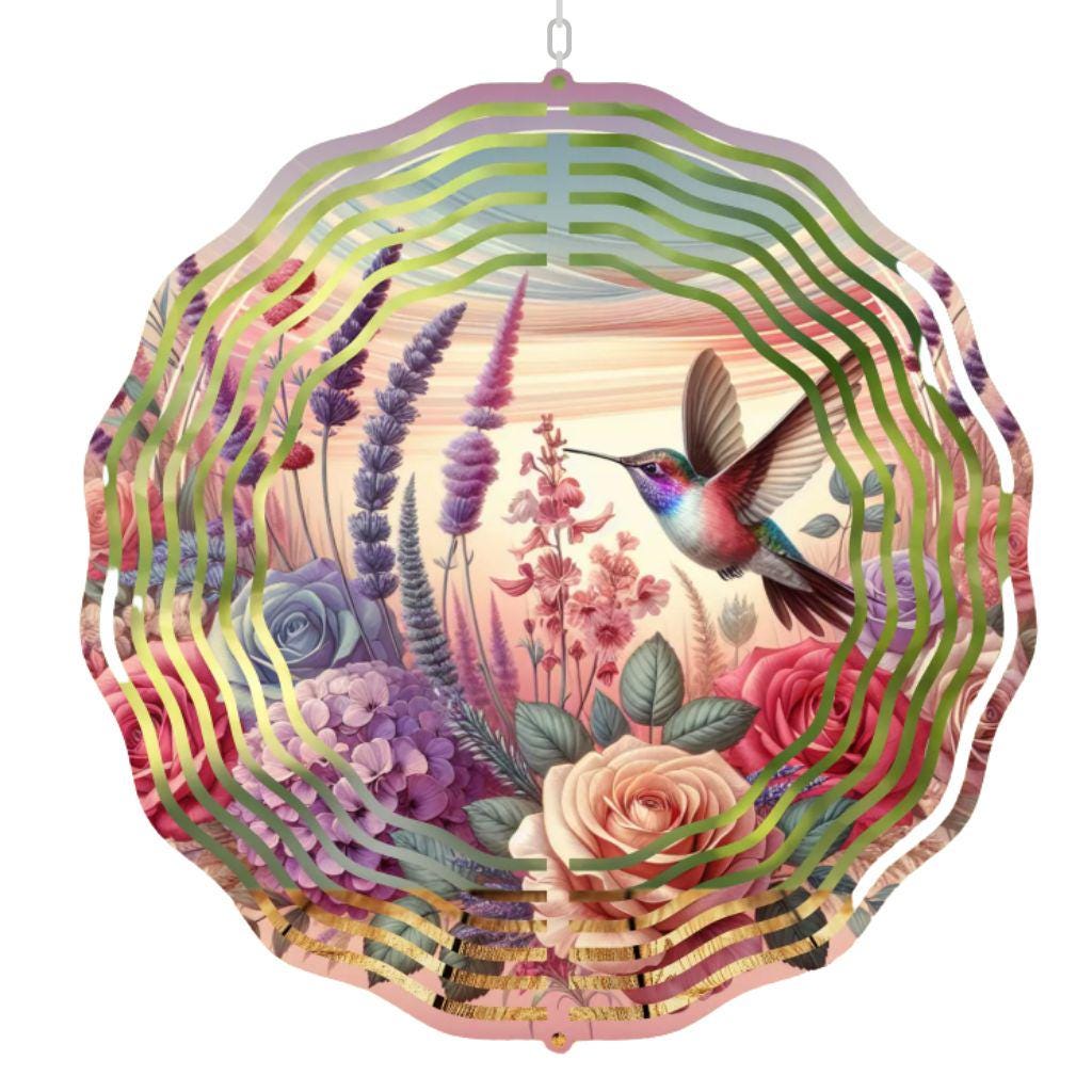 Hummingbird Gifts, Wind Spinner, Floral, Spring Decor, Birthday, Grandma Gift