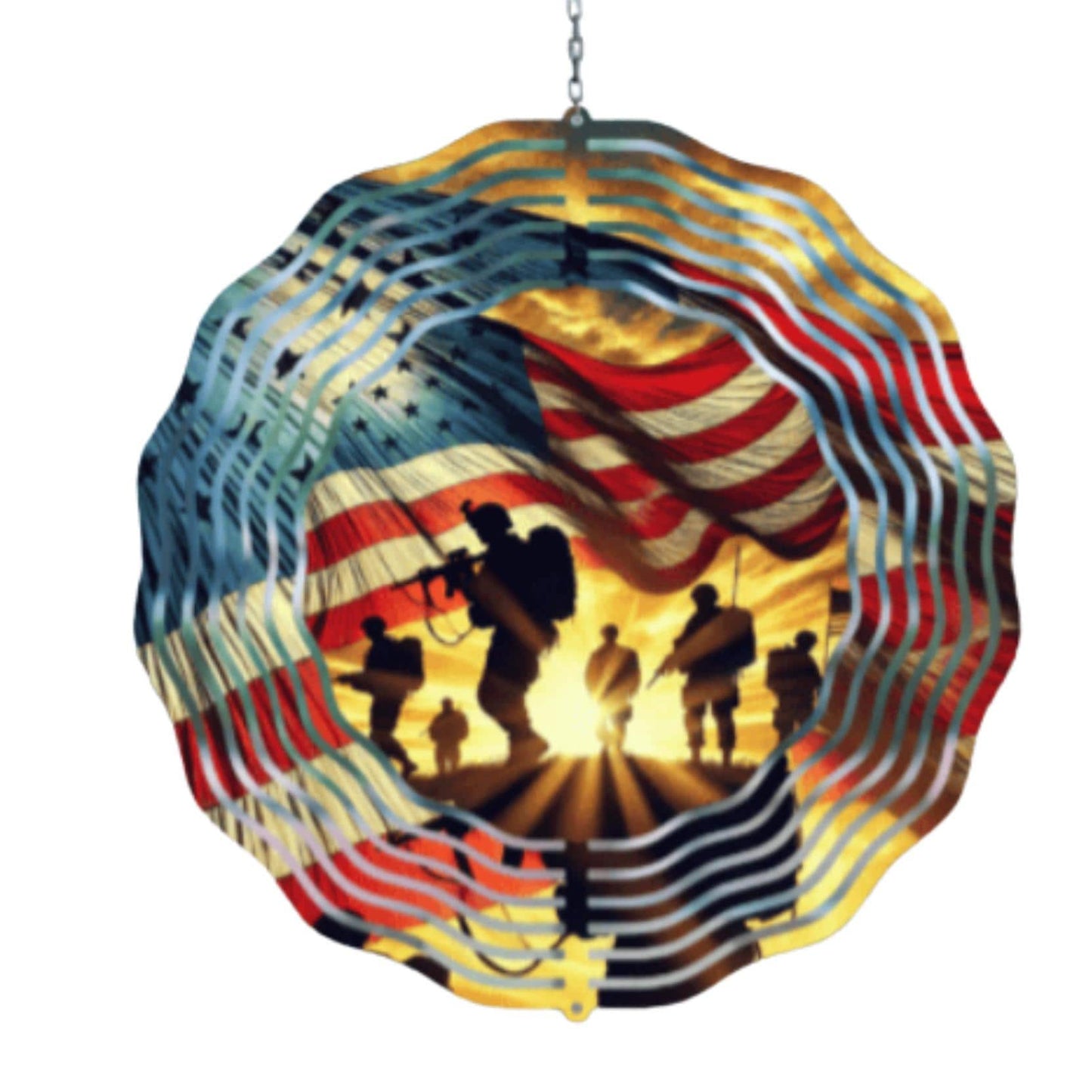 Military Tribute Wind Spinner: Patriotic Veteran Gift