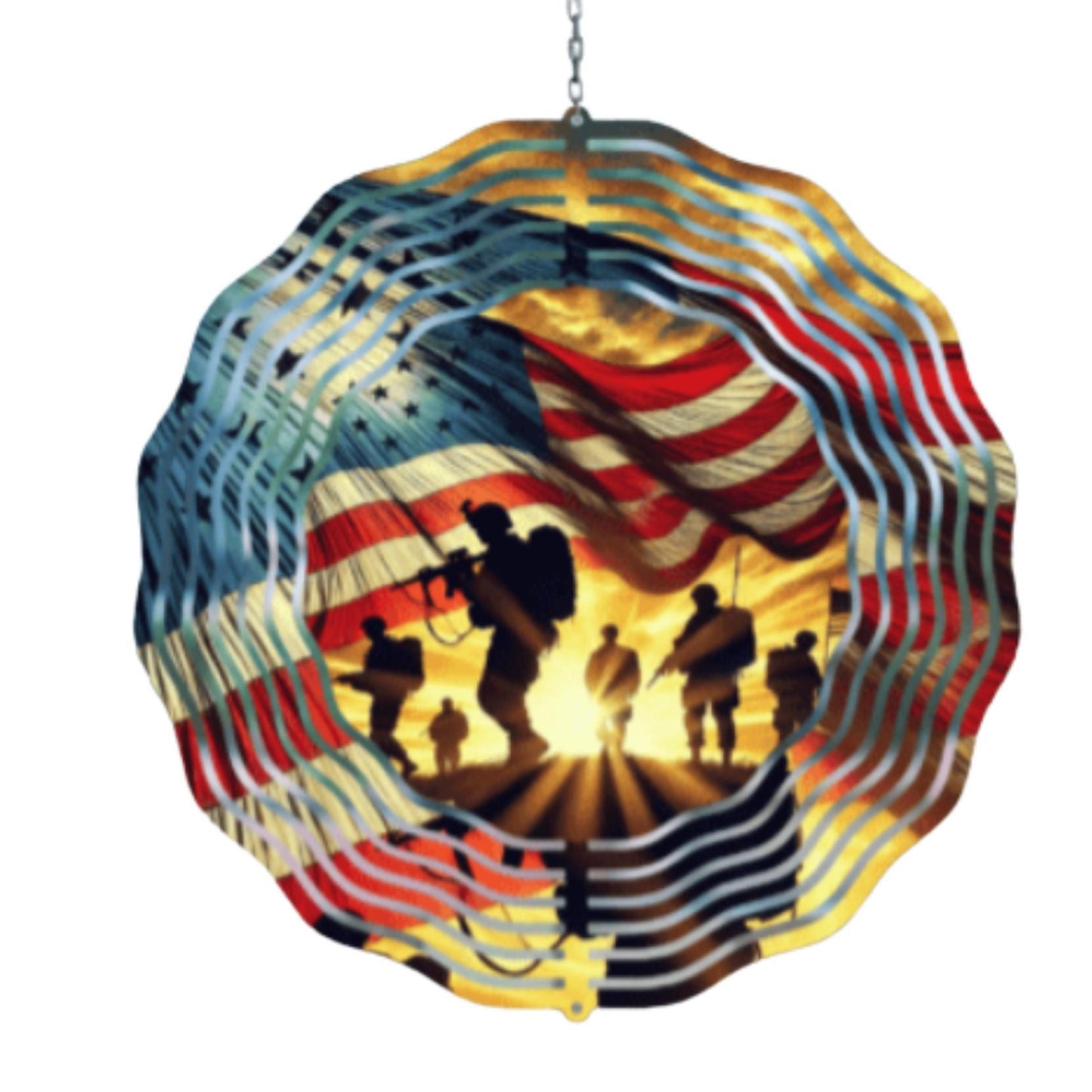 Military Tribute Wind Spinner: Patriotic Veteran Gift