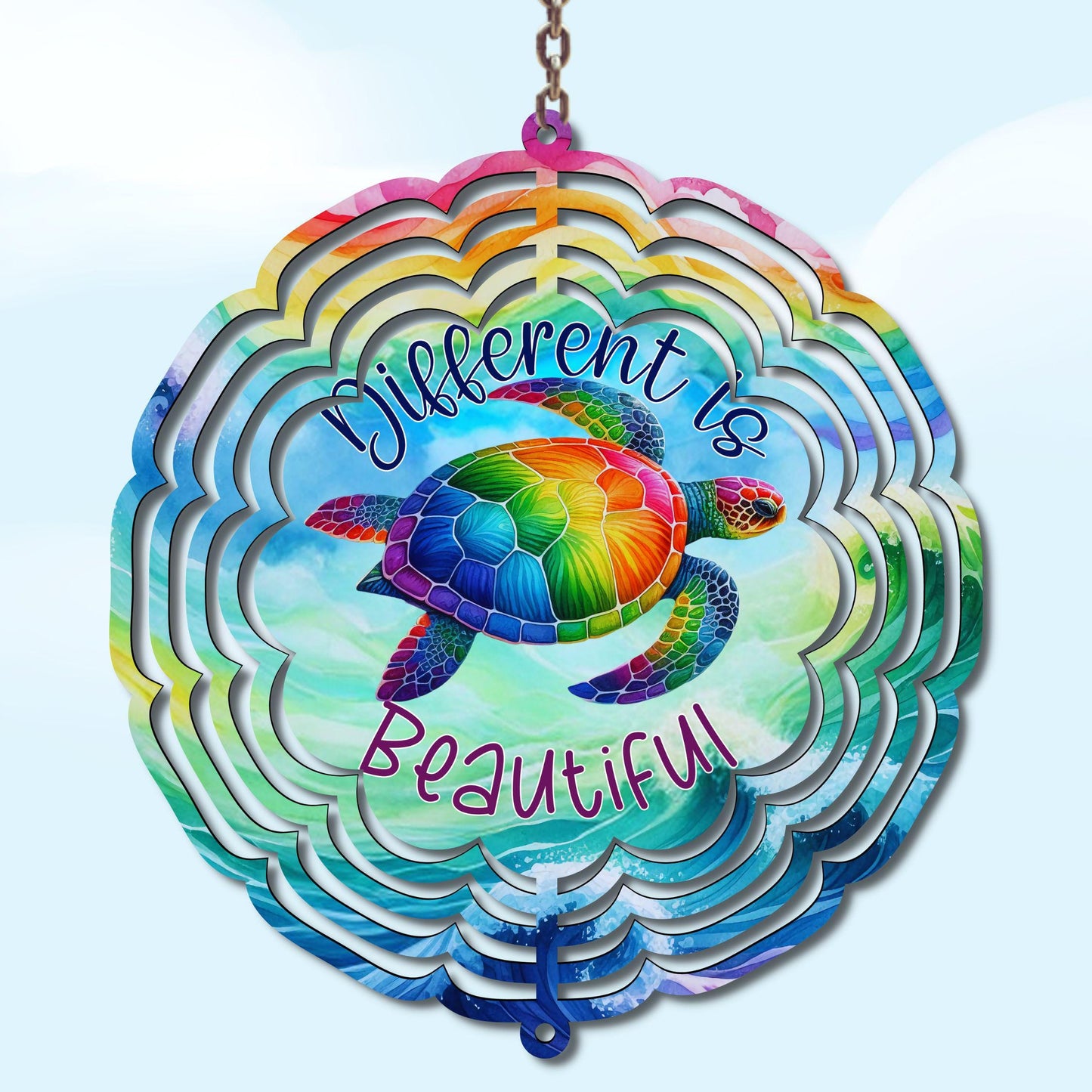 Autism Awareness Wind Spinner: Rainbow Turtle, Spring/Summer Decor