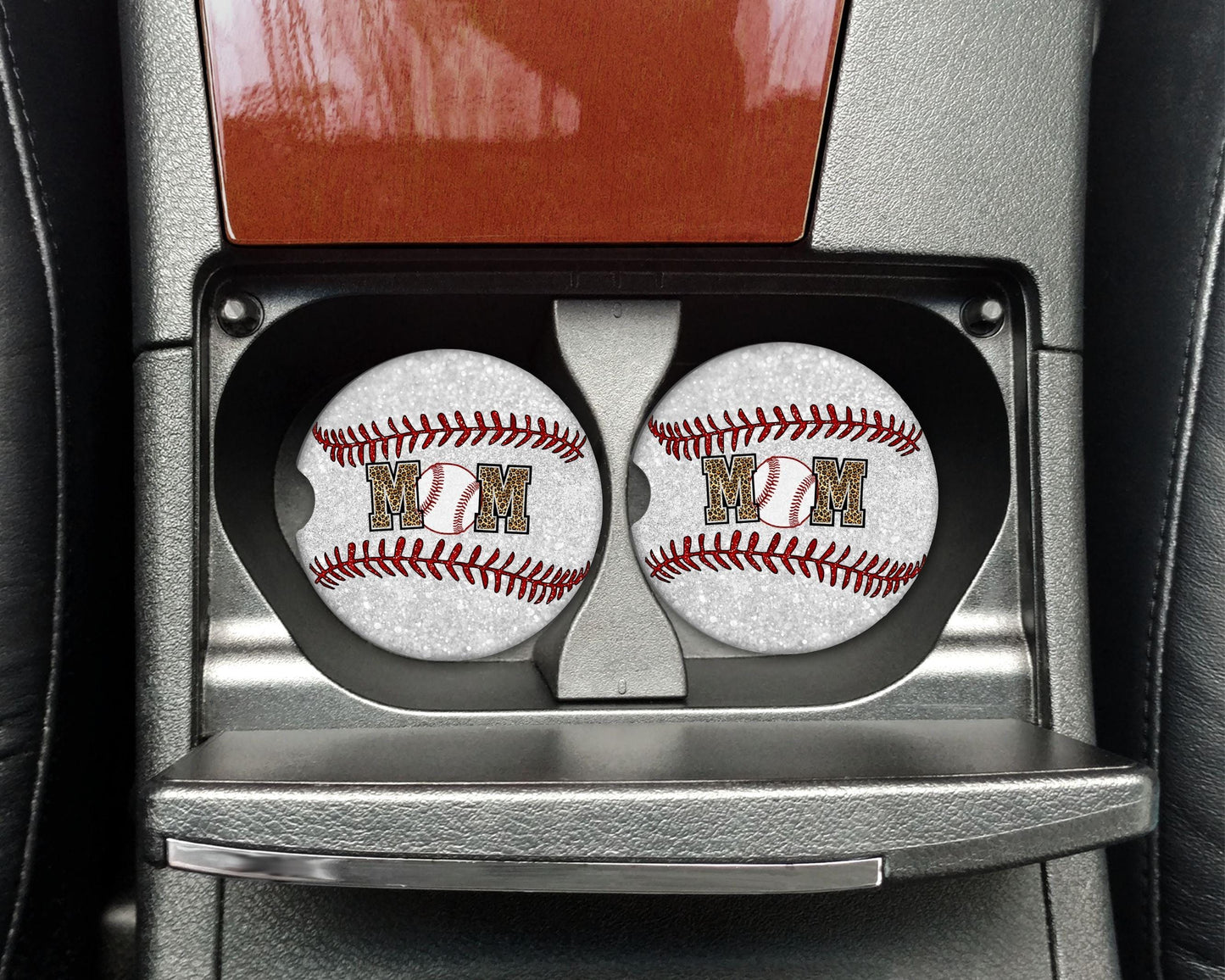 Mom Baseball Car Coasters, Car Accessories for women, Summer, Mom Gift
