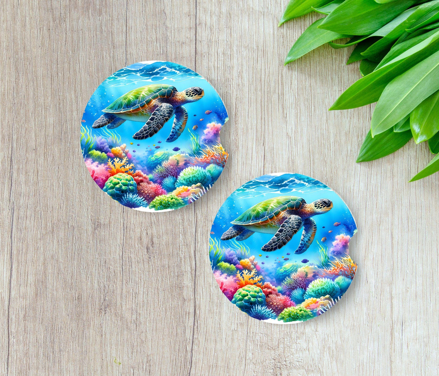 Sea Turtle Car Coasters, Car Accessories, Birthday, Gifts under 15, Sister Gift