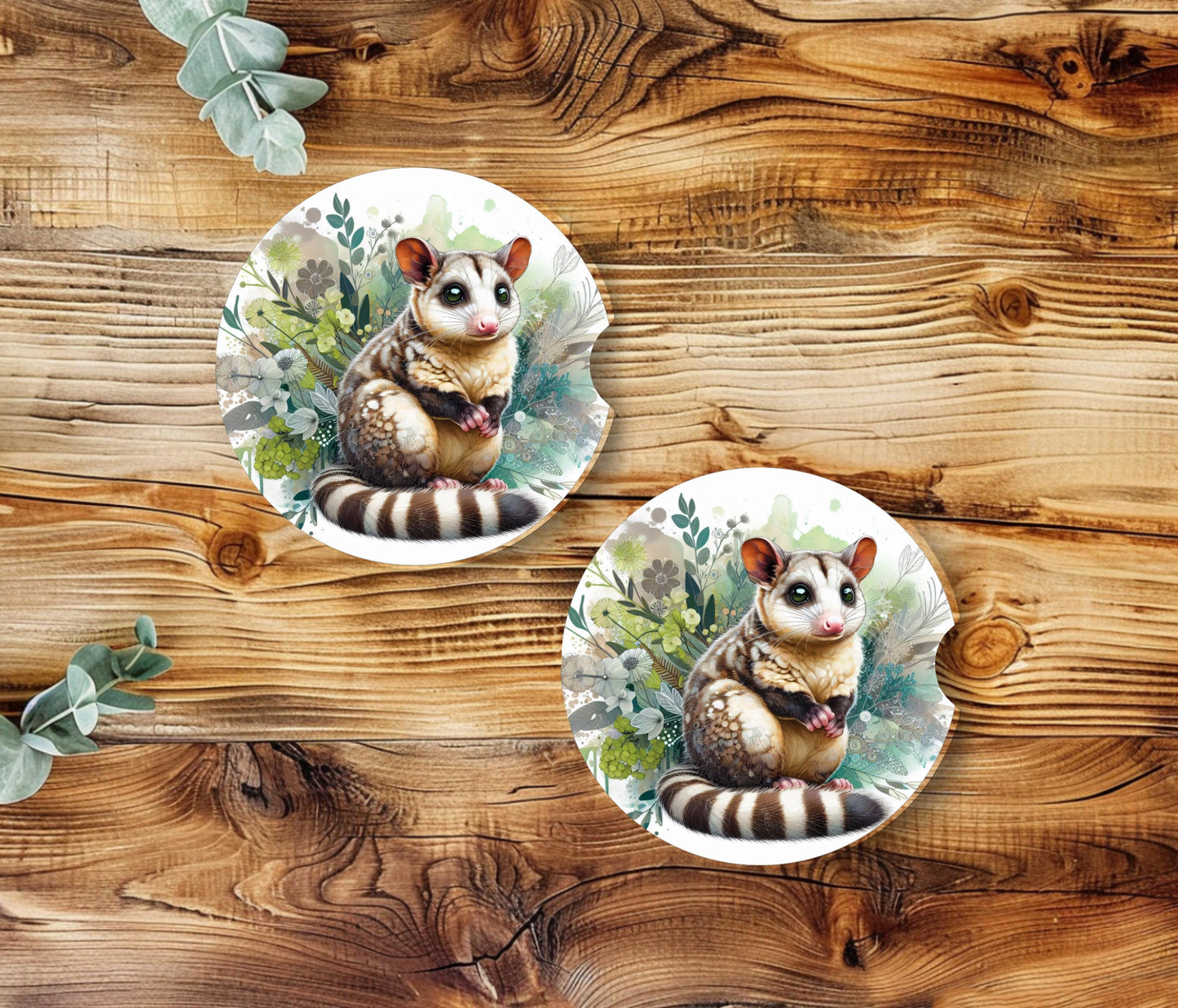 Sugar Glider Car Coasters, Cute Animal Neoprene Coasters, Set of 2