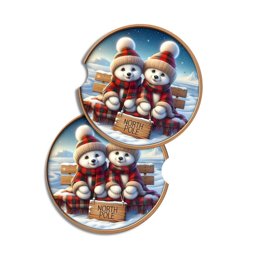 Polar Bear Car Coasters, Stocking Stuffers, Gifts under 15, Christmas, Coworker Gift