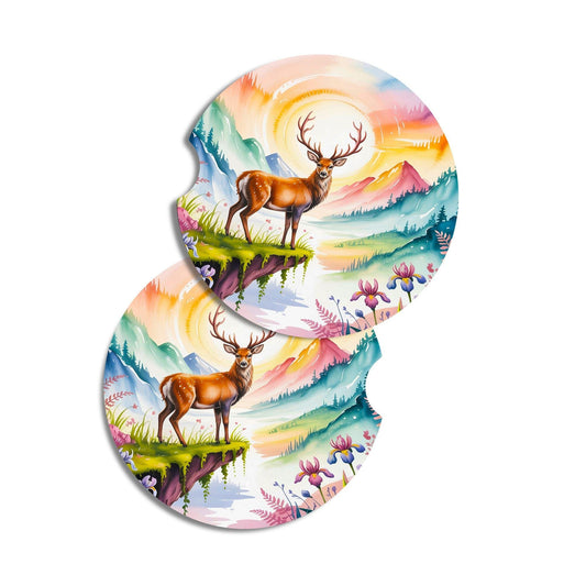 Deer Car Coasters, Set of 2, Fall Car Accessories, Birthday Gift for Him