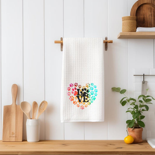 Pet Lover Waffle Kitchen Towel, Christmas, Friend Gift