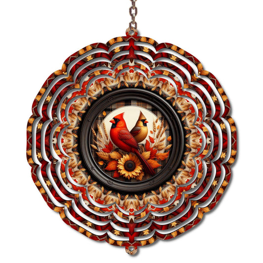 Fall Cardinal Wind Spinner, Autumn Decor, Thanksgiving, Mom Gift
