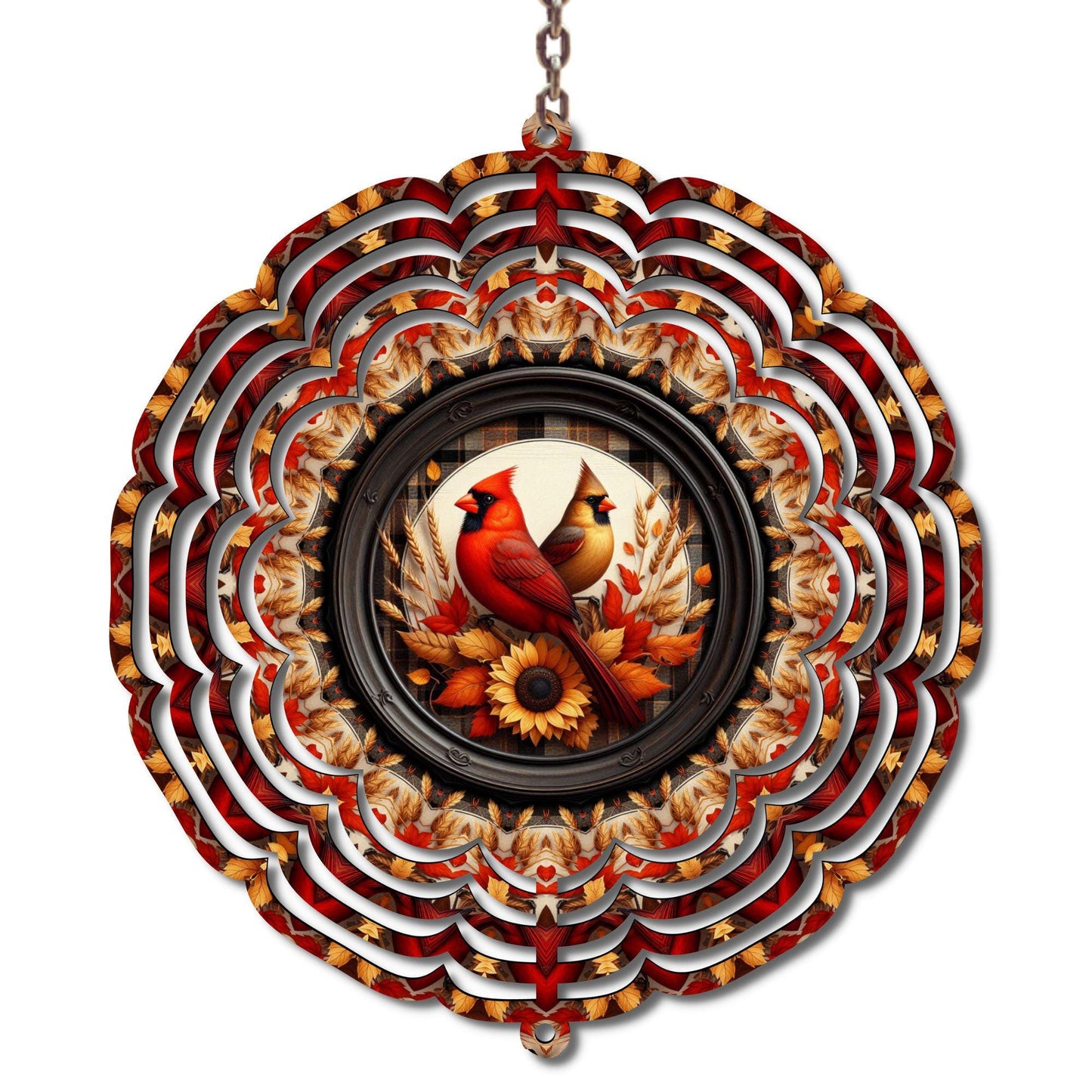 Fall Cardinal Wind Spinner, Autumn Decor, Thanksgiving, Mom Gift
