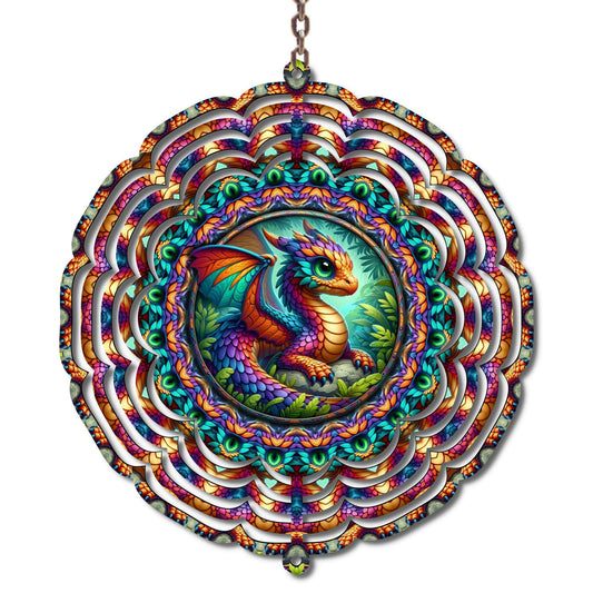 Dragon Wind Spinner, 10 Inch Metal Fantasy Garden & Home Décor, Christmas, Granddaughter Gift