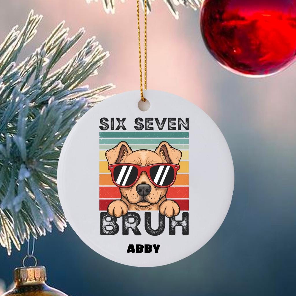 Six Seven Bruh Ornament, Cat, Dog, Personalized, Christmas, Daughter Gift