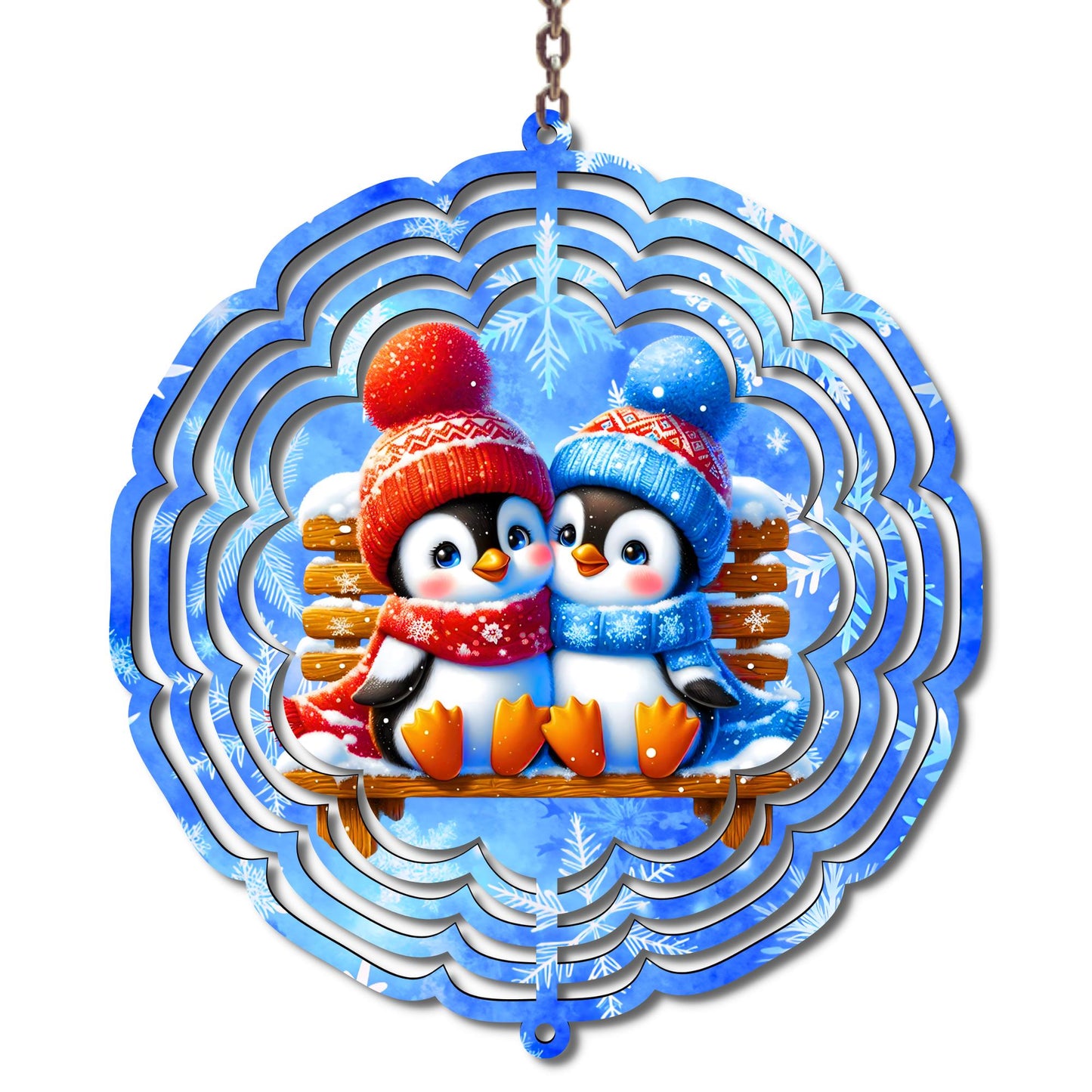 Winter Decor, Penguin Wind Spinner, Snowy Winter Decoration