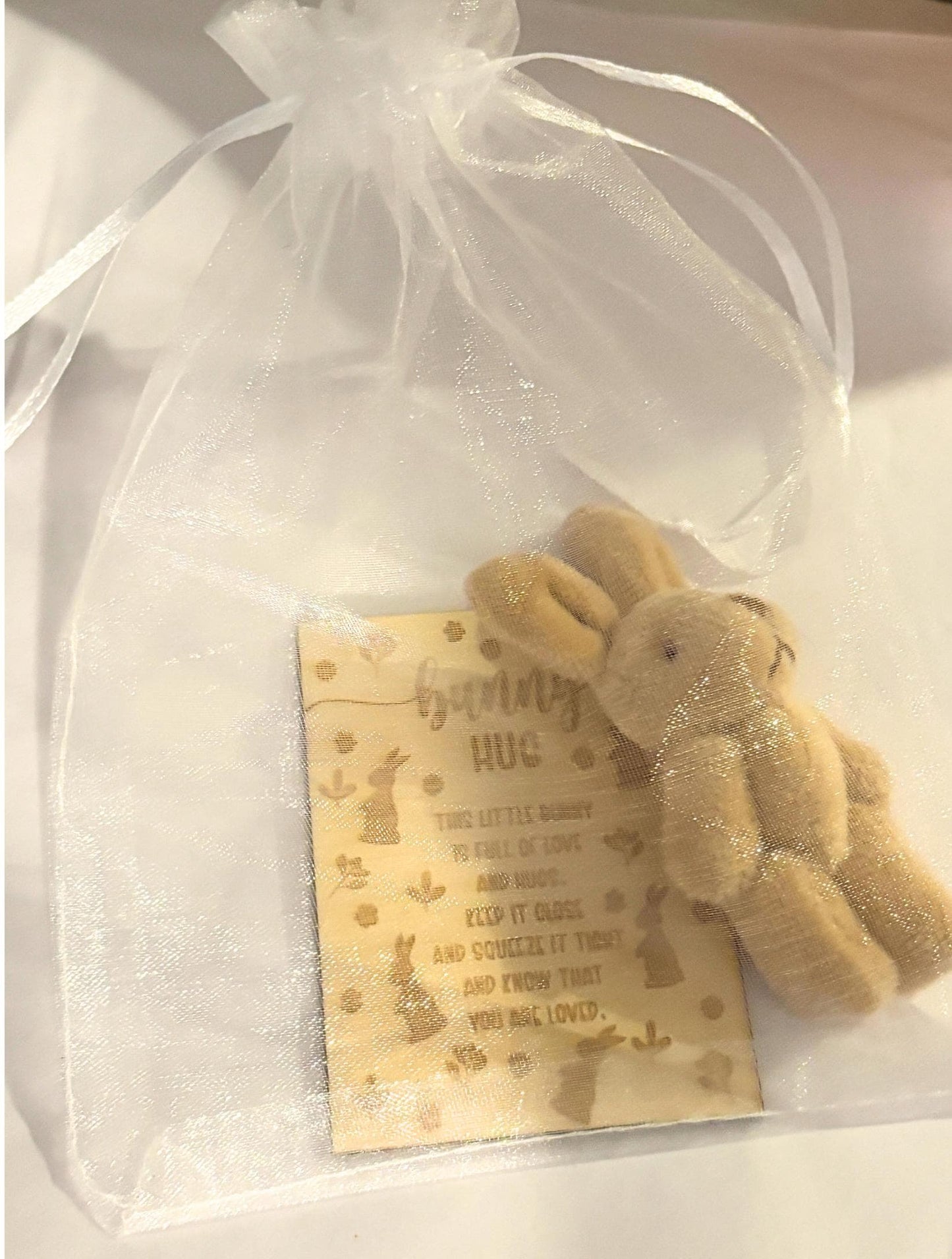 Mini Plush Bunny Hug Gift, Poem Card Keepsake, Easter Basket Filler