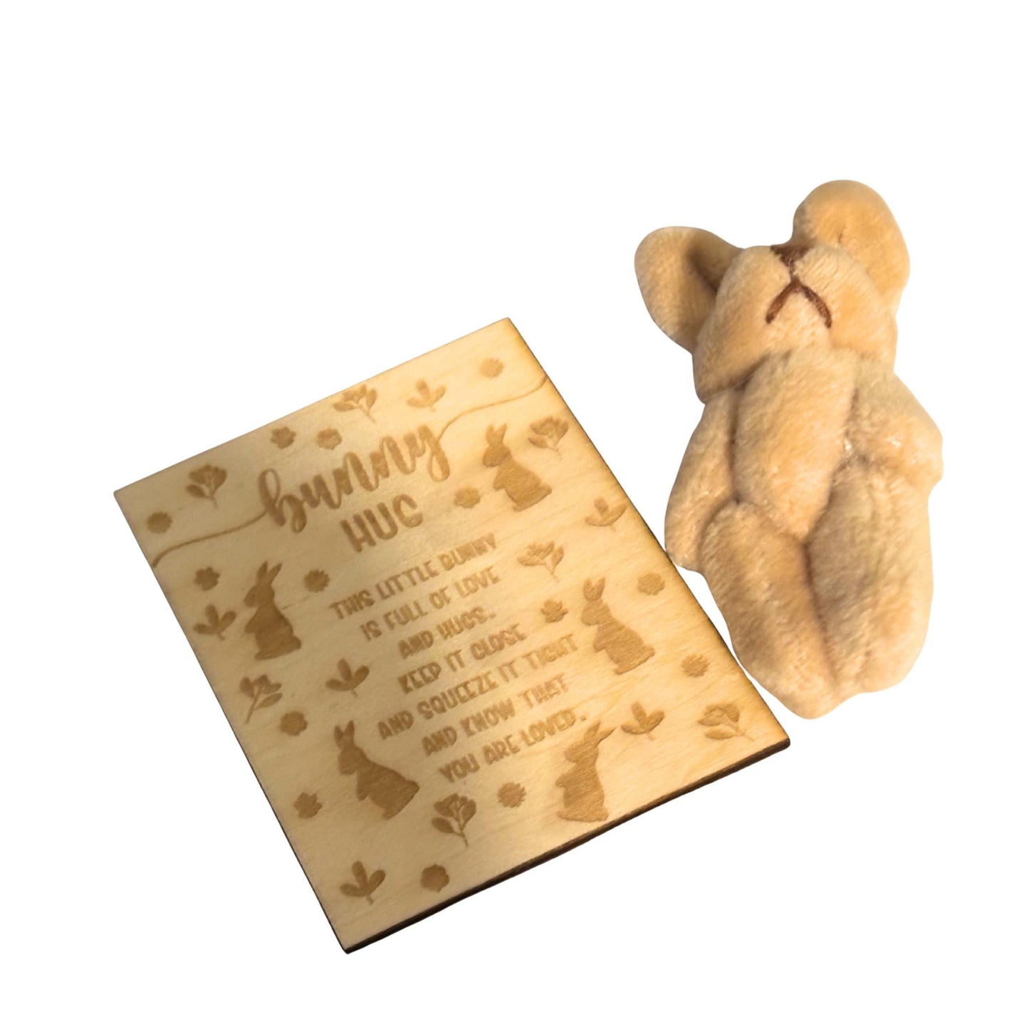 Mini Plush Bunny Hug Gift, Poem Card Keepsake, Easter Basket Filler
