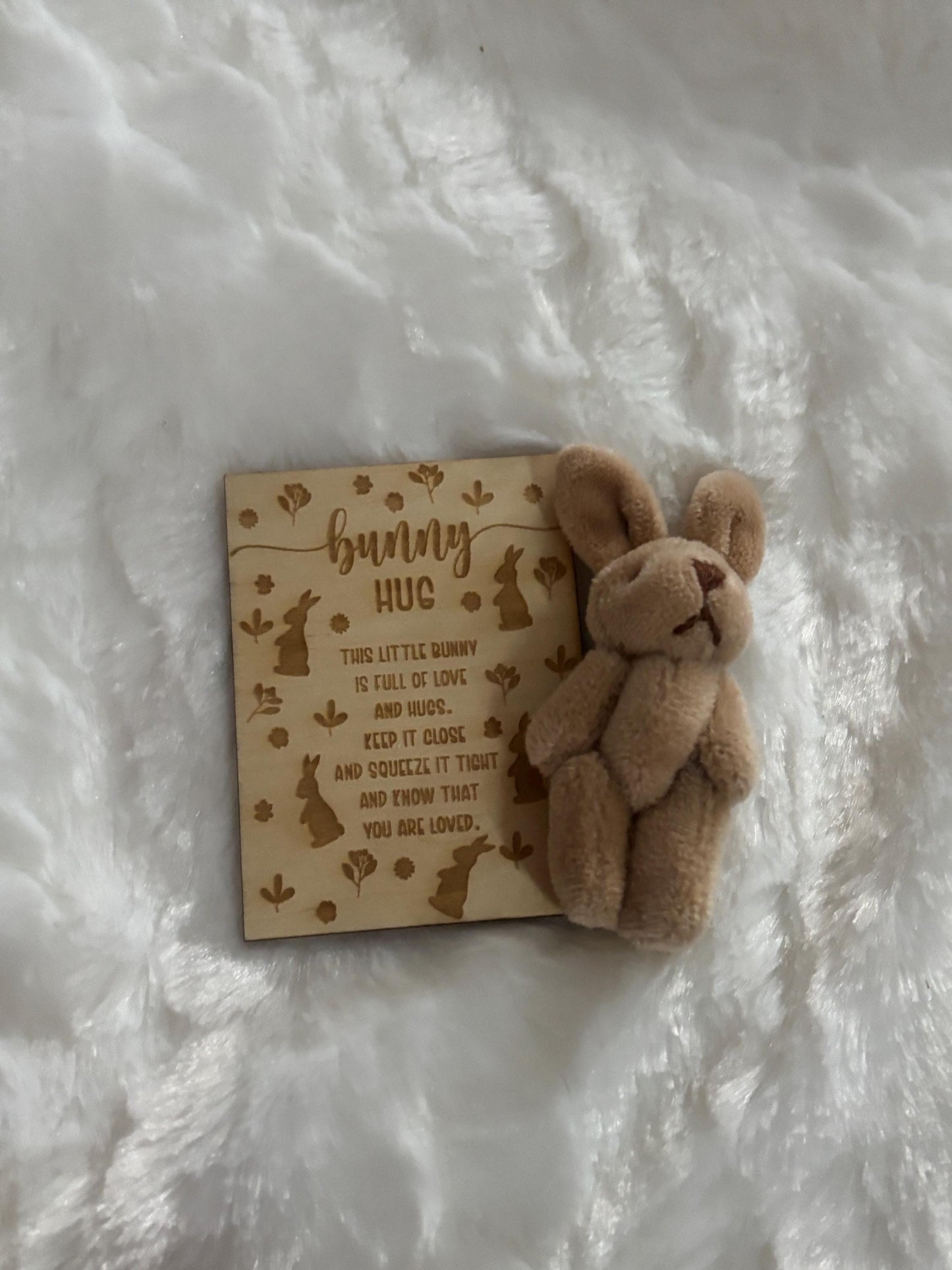 Tiny Bunny Hug Gift, Mini Plush Bunny with Poem Card, Pocket Hug Keepsake, Easter Basket Filler, Baby Shower