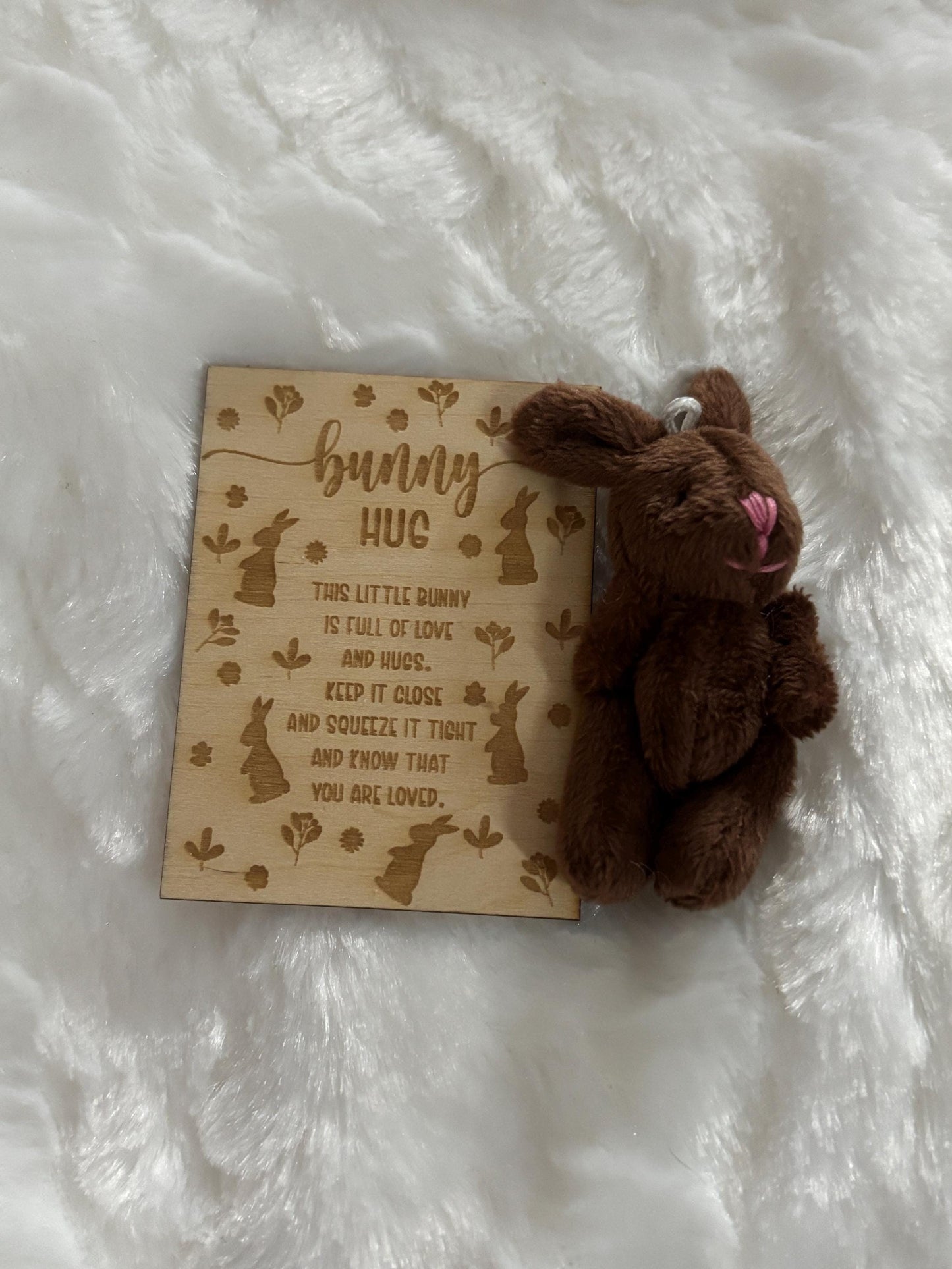 Tiny Bunny Hug Gift, Mini Plush Bunny with Poem Card, Pocket Hug Keepsake, Easter Basket Filler, Baby Shower