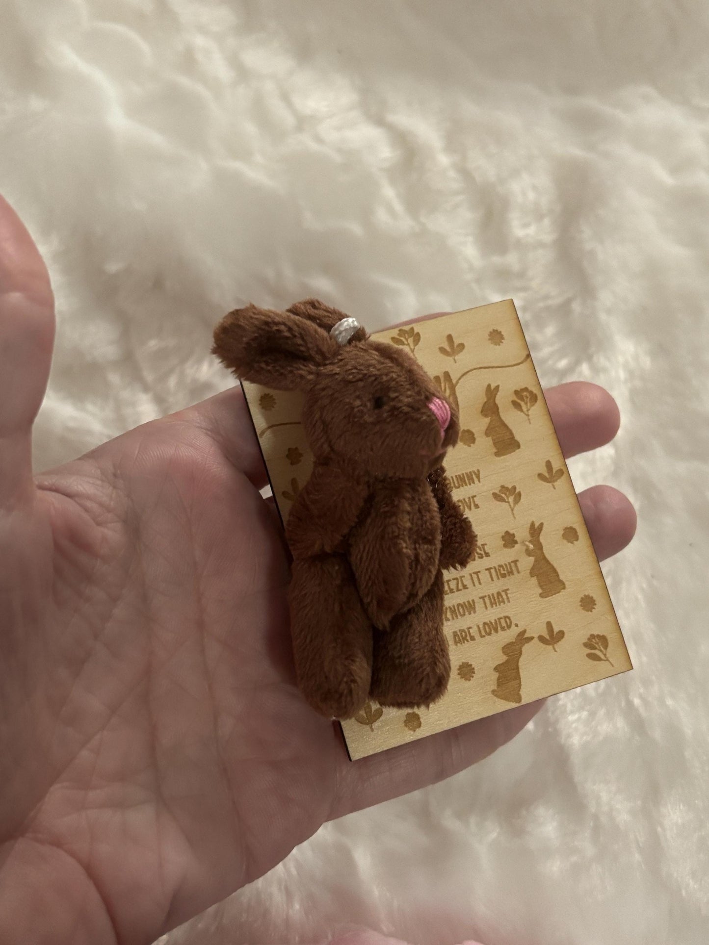 Tiny Bunny Hug Gift, Mini Plush Bunny with Poem Card, Pocket Hug Keepsake, Easter Basket Filler, Baby Shower