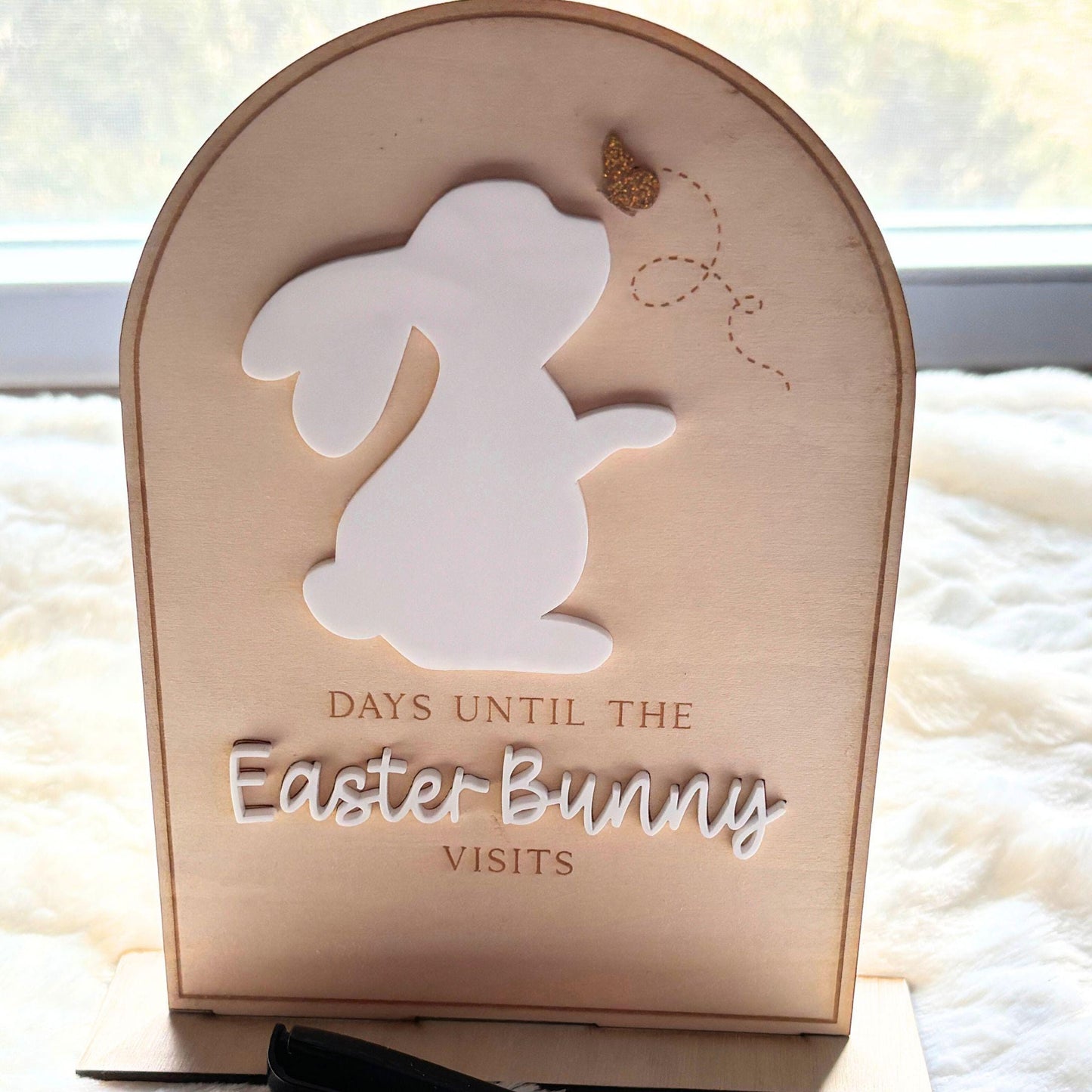Easter Countdown Sign: Days Until Bunny Visits, Wooden Bunny Decor