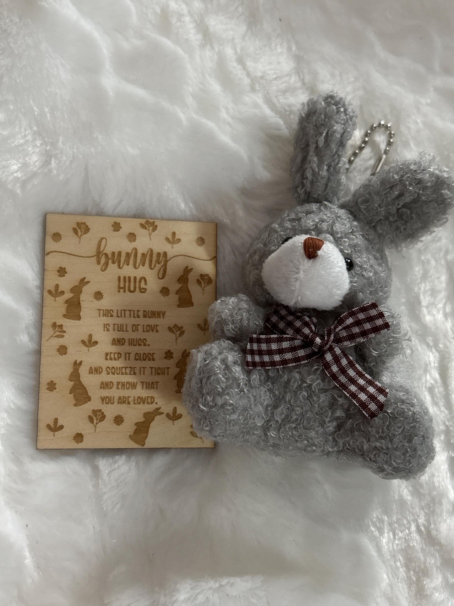Mini Plush Bunny Hug Keepsake, Engraved Poem Card, Easter Basket Filler