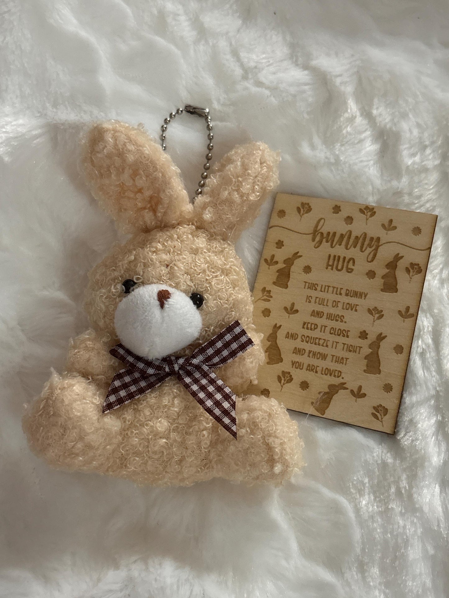Tiny Plush Bunny Hug with Poem Card, Pocket Keepsake, Easter Gift