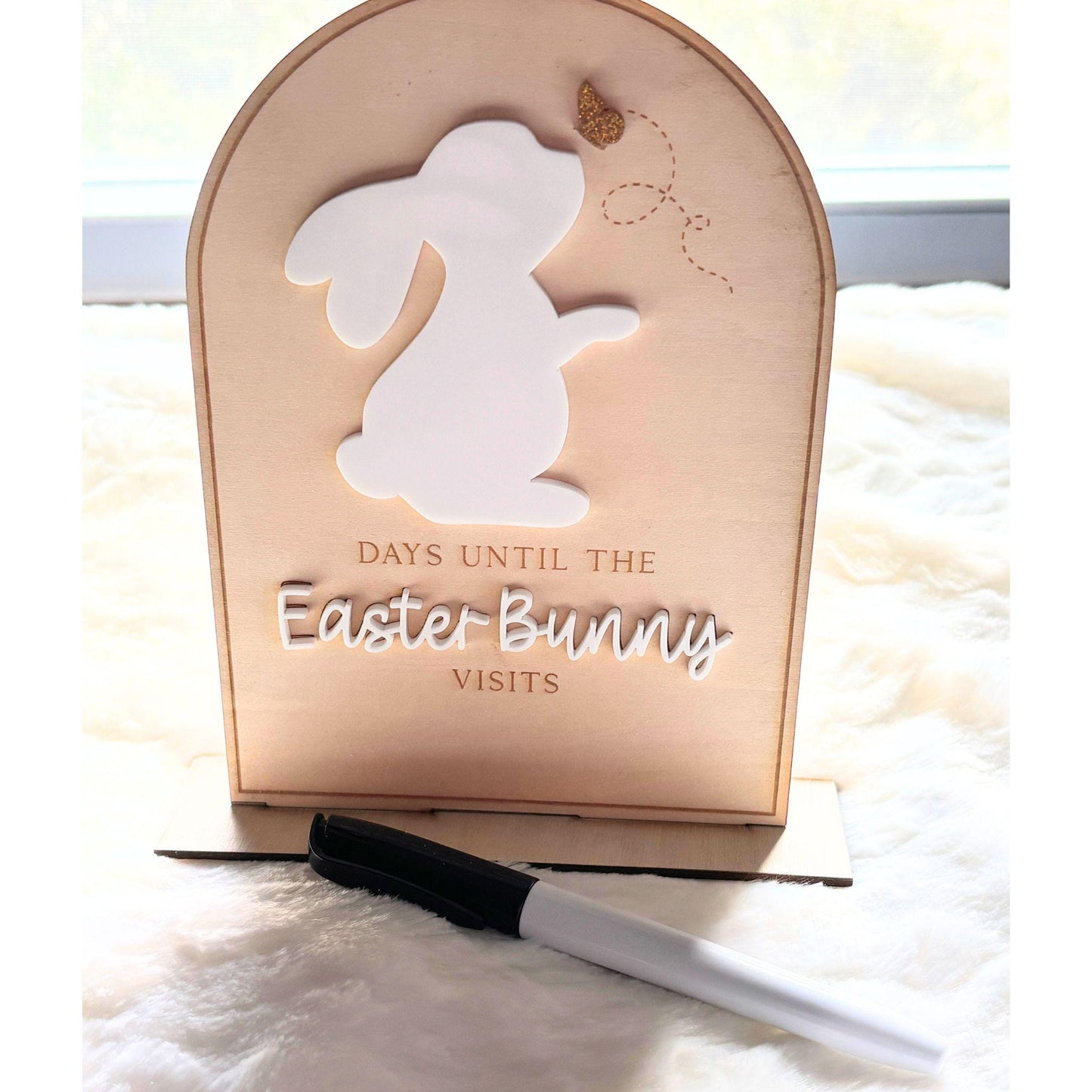 Easter Countdown Sign: Days Until Bunny Visits, Wooden Bunny Decor