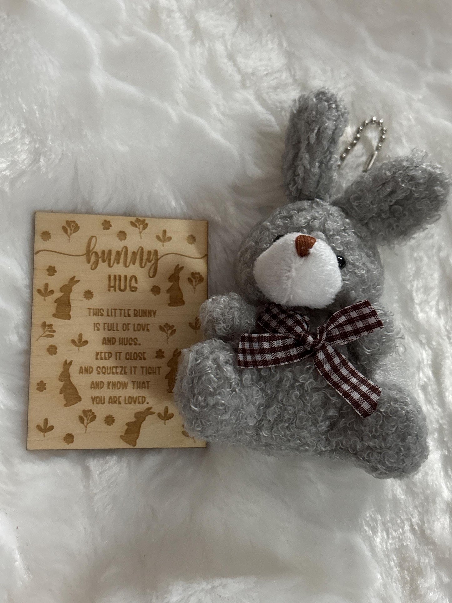 Mini Plush Bunny Hug Keepsake, Engraved Poem Card, Easter Basket Filler