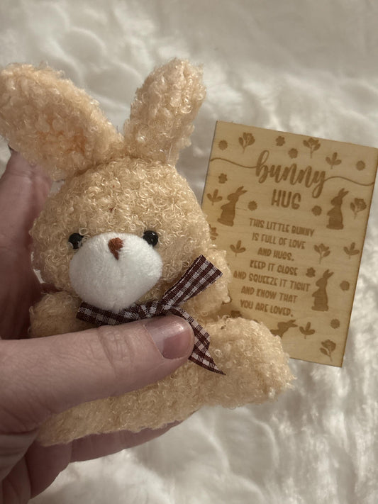 Tiny Plush Bunny Hug with Poem Card, Pocket Keepsake, Easter Gift