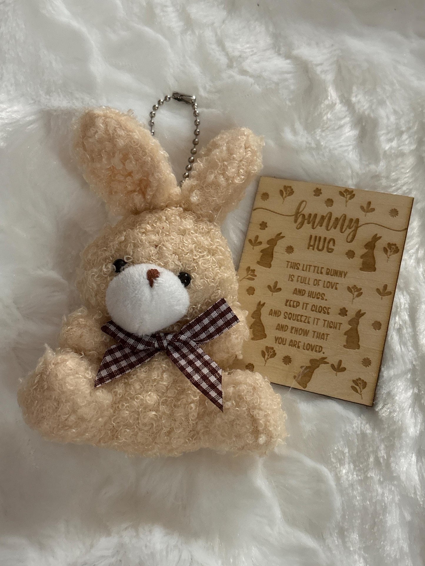 Tiny Plush Bunny Hug with Poem Card, Pocket Keepsake, Easter Gift
