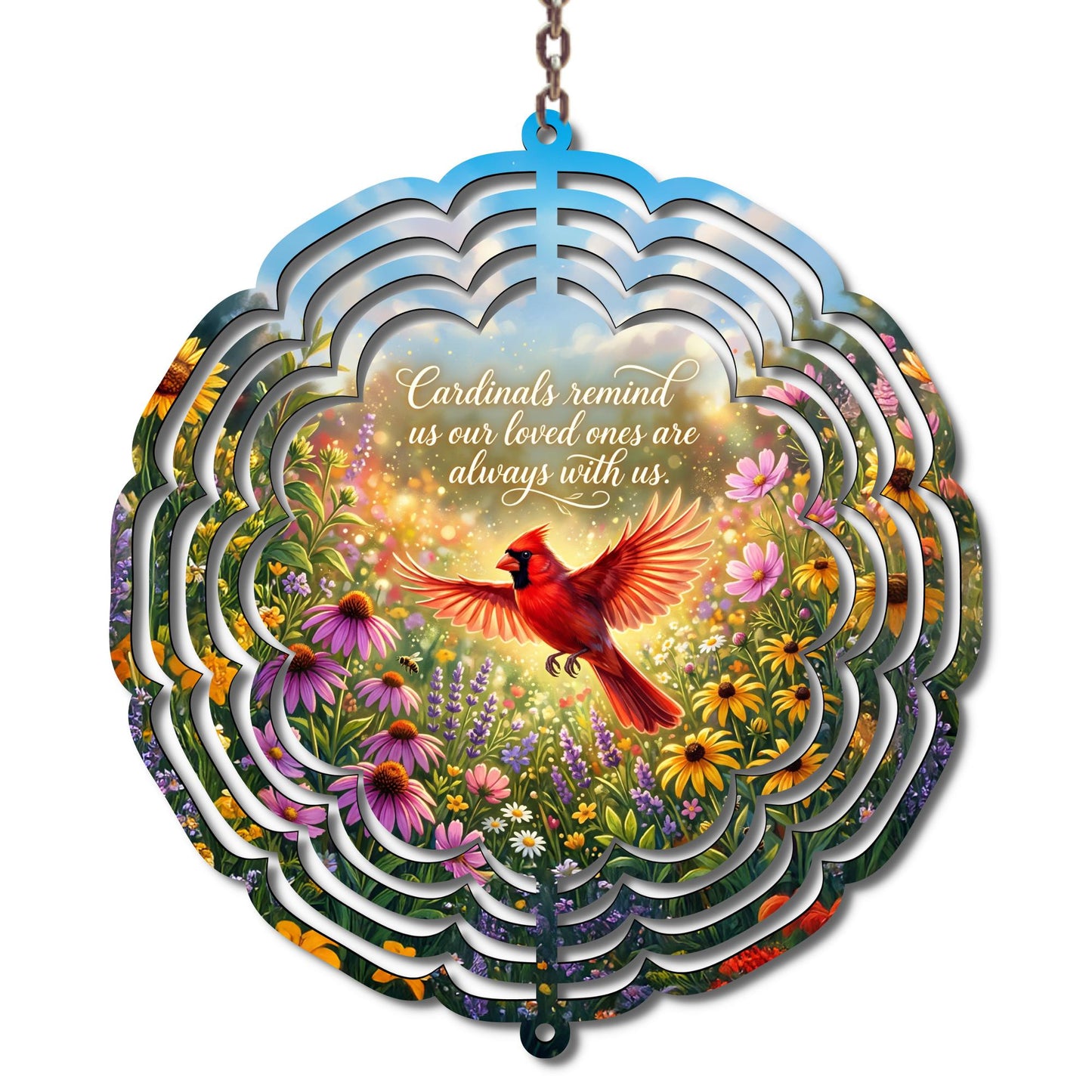 Cardinal Memorial Wind Spinner | Woodland Scene, Floral Accents, Sympathy Gift